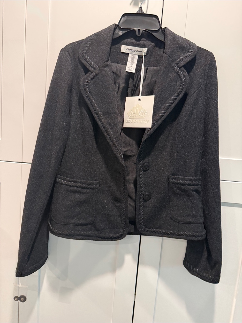 Zoompy Black Women's Tailored Blazer with Braid Trim